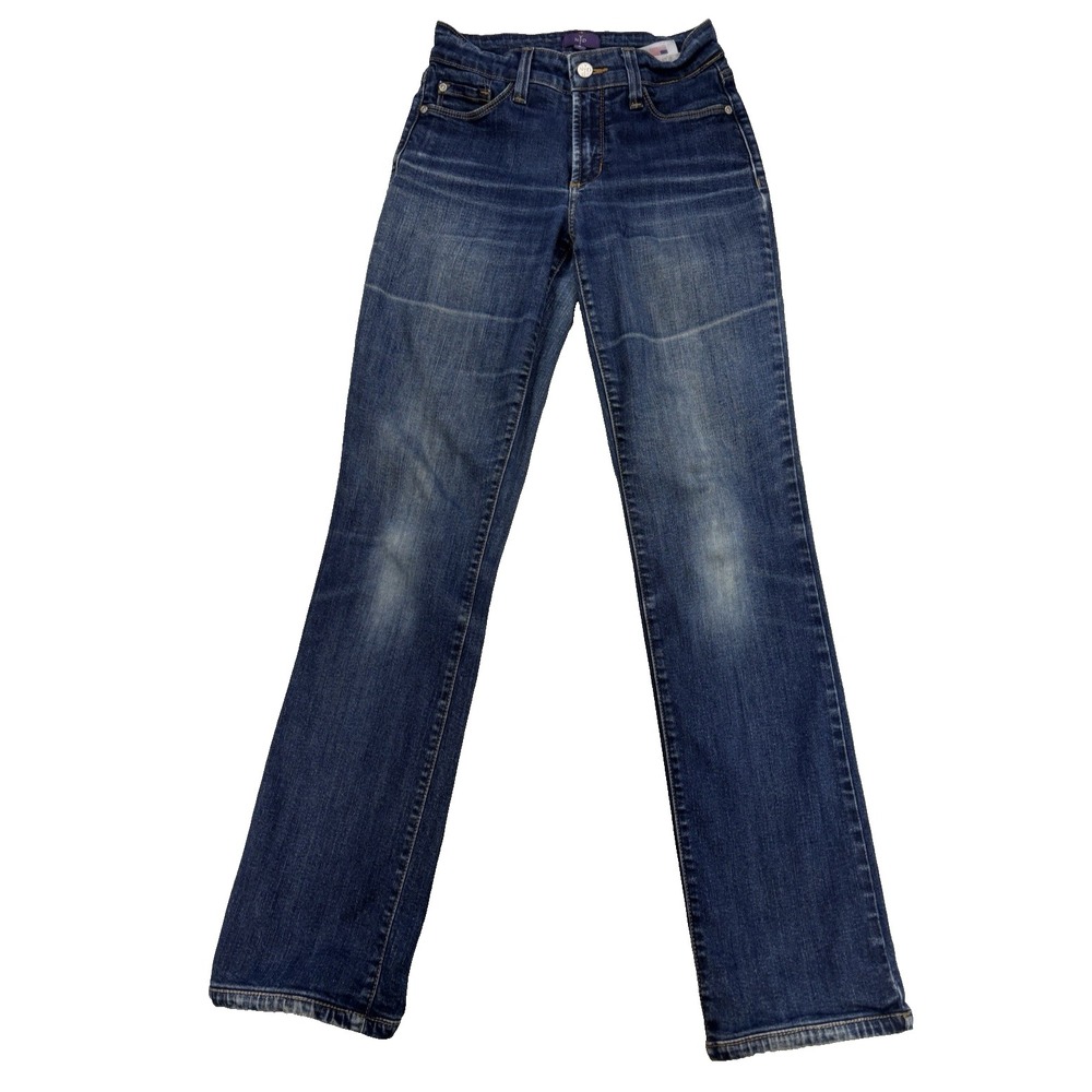 NYDJ Women's 0 Classic Essential Straight Leg Jeans Distressed Lived‎ In Chore